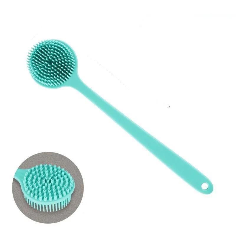 Silicone Long Handle Shower Brush Soft Haired Lazy Bath Tools Back Scrubber Sponge Exfoliating Skin Massager Bathroom Tools