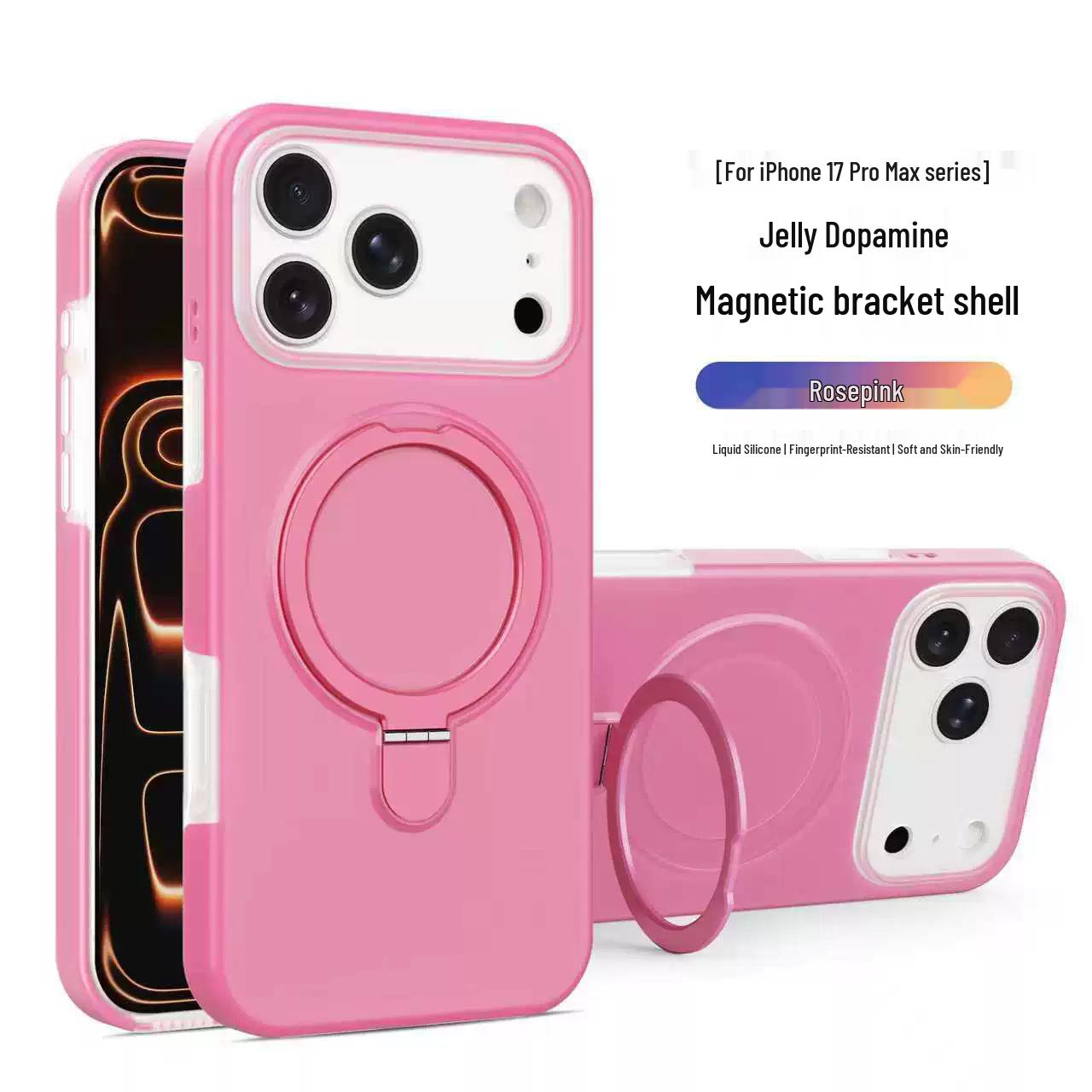 

Jelly Magnetic Stand iPhone 17 Pro Max Liquid Silicone Full Coverage Case iPhone 17 Air