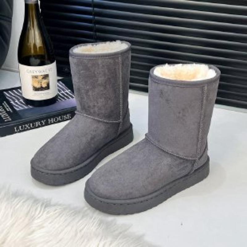 Women's Large Size Padded Thickened Winter Warm Fur One Snow Boots Padded Lining Ankle Boots Non-slip Hiking Sports Cotton Boots