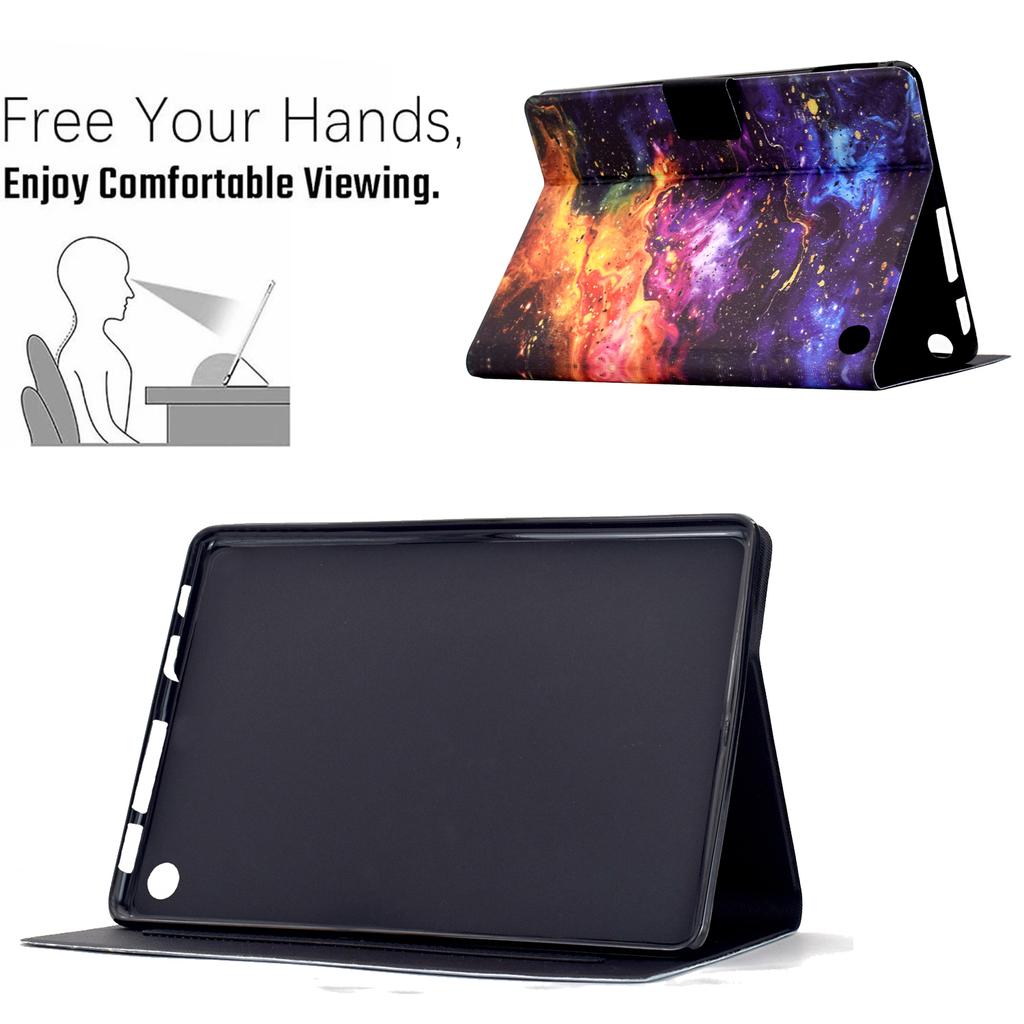 Para Amazon Fire 7 (2022) Capa com Suporte e Estampa para Tablet, Capa de Couro com Despertar/Suspender Automático