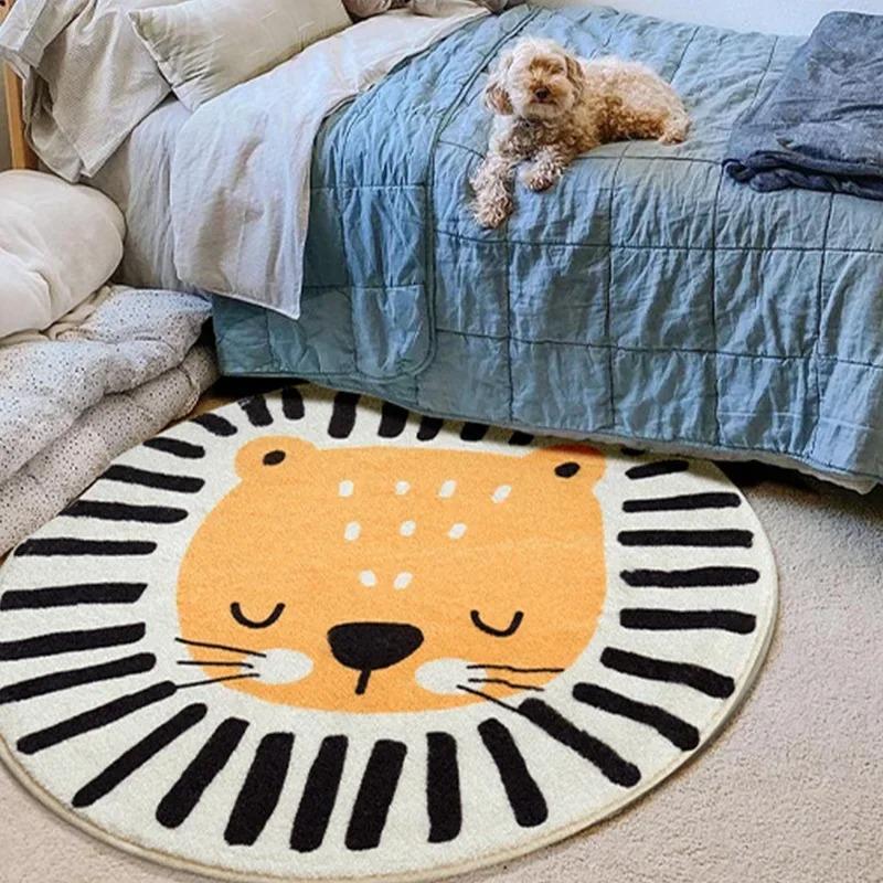 Cartoon Cute Carpets for Living Room Bedroom Decor Round Rugs Non-slip Chair Floor Mat Children's Room Bedside Carpet Study Rug
