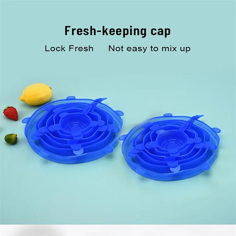 Набор из 6 предметов: эластичные силиконовые крышки для сохранения свежести — фото 5