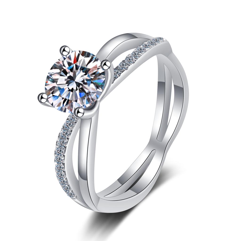 Hot Sales 925 Sterling Silver Women's Engagement Ring 1ct Moissanite Cut Jewellery Floral Design