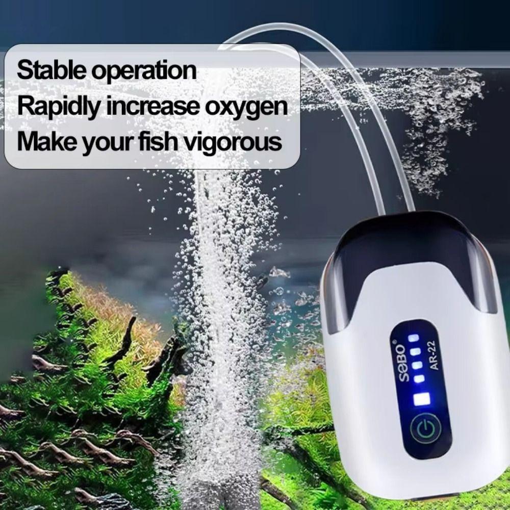1/2 Hole Aquarium Oxygen Air Pump Ultra Silent Low Noise Fish Air Pump Water Proof with Lithium Battery Fish Tank Oxygen Pump