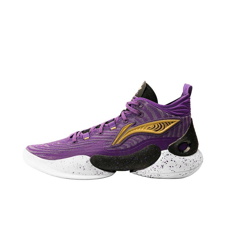 New LiNing YuShuai 18 CBA Beijing Sports University PE Cushioning Wear Resistant Mid Top Basketball Shoes Men's Purple ABAU009-12