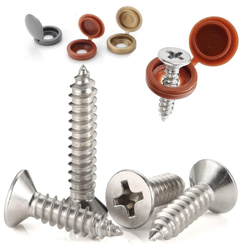 50 buc Capace cu șuruburi Capace cu balamale pentru șuruburi cu șuruburi din oțel inoxidabil 304 pentru mobilă auto Piulițe decorative șuruburi de acoperire Hardware