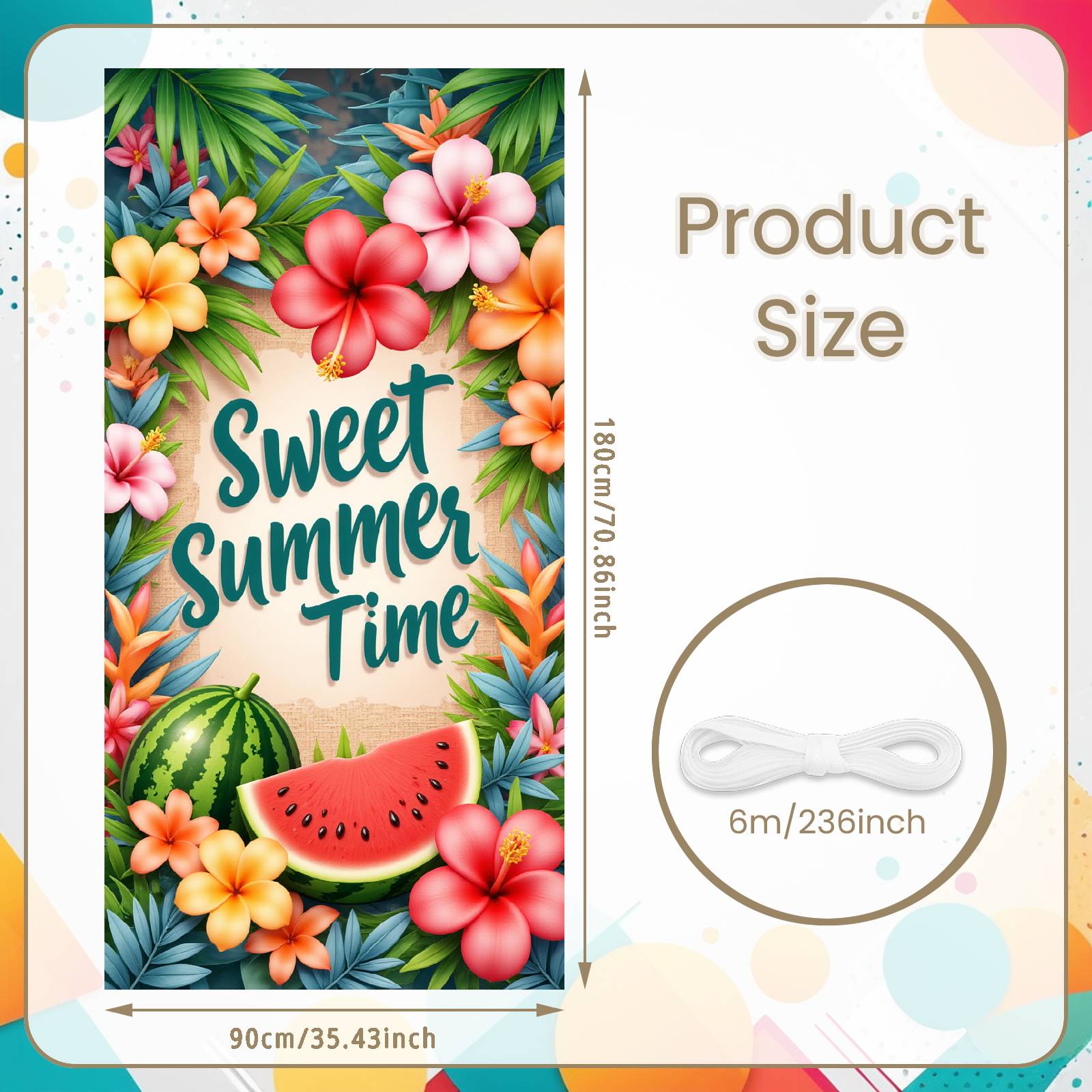 Summer Party Banner Watermelon Pattern Summer Celebration Banner Tropical Summer Backdrop Fruit For Photo Shoot Beach Party