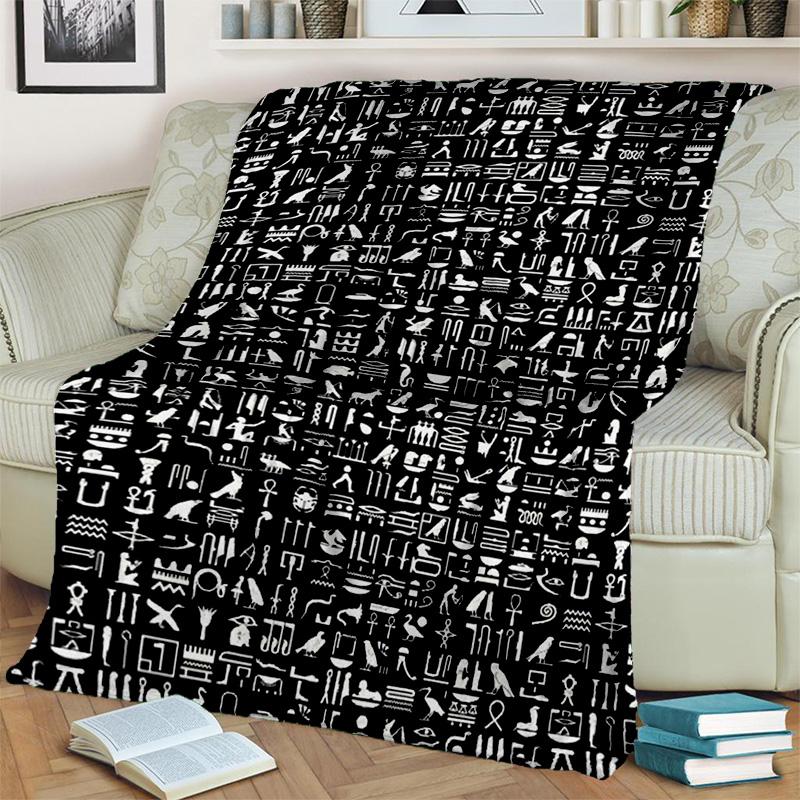 3D Egyptian Pharaoh Hieroglyphics Symbol Blanket,Soft Throw Blanket for Home Bedroom Bed Sofa Picnic Travel Office Cover Blanket