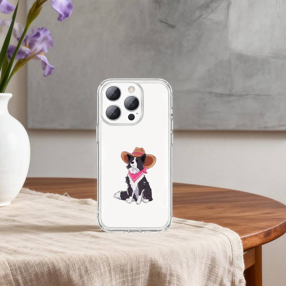 cute border collie dog Phone Case For iPhone17,16,15,14,13Pro Max,us,Soft Silicone Transparent Cover