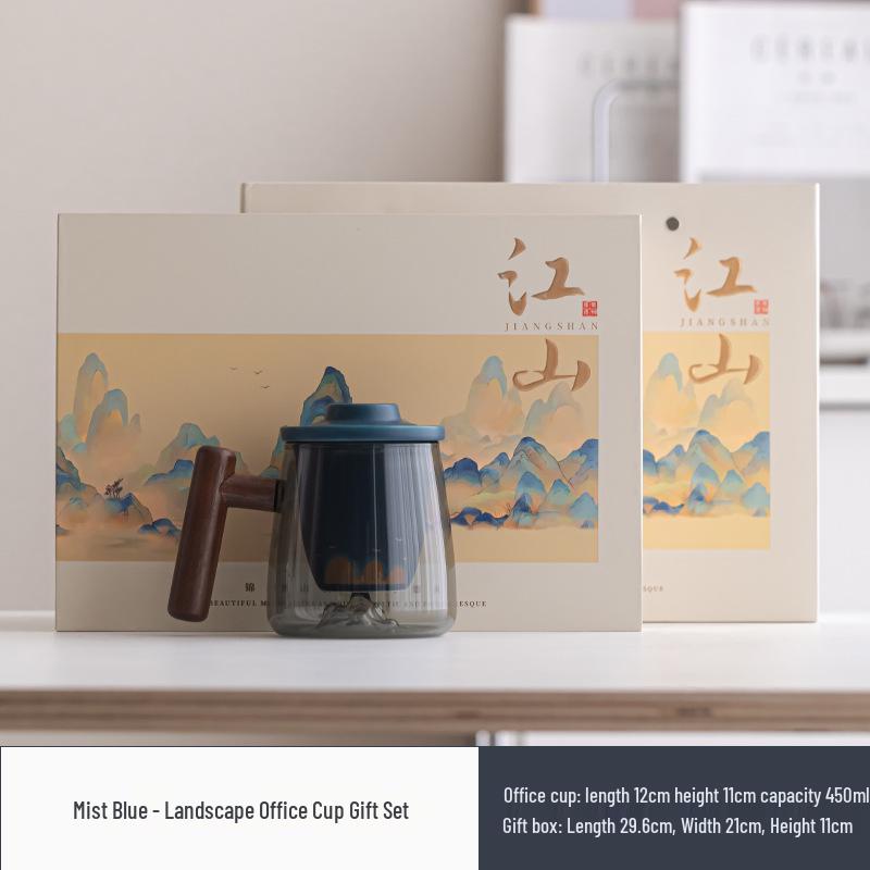 Cultural Ceramic Office Mug Set - Chinese Style Souvenir with Custom Logo