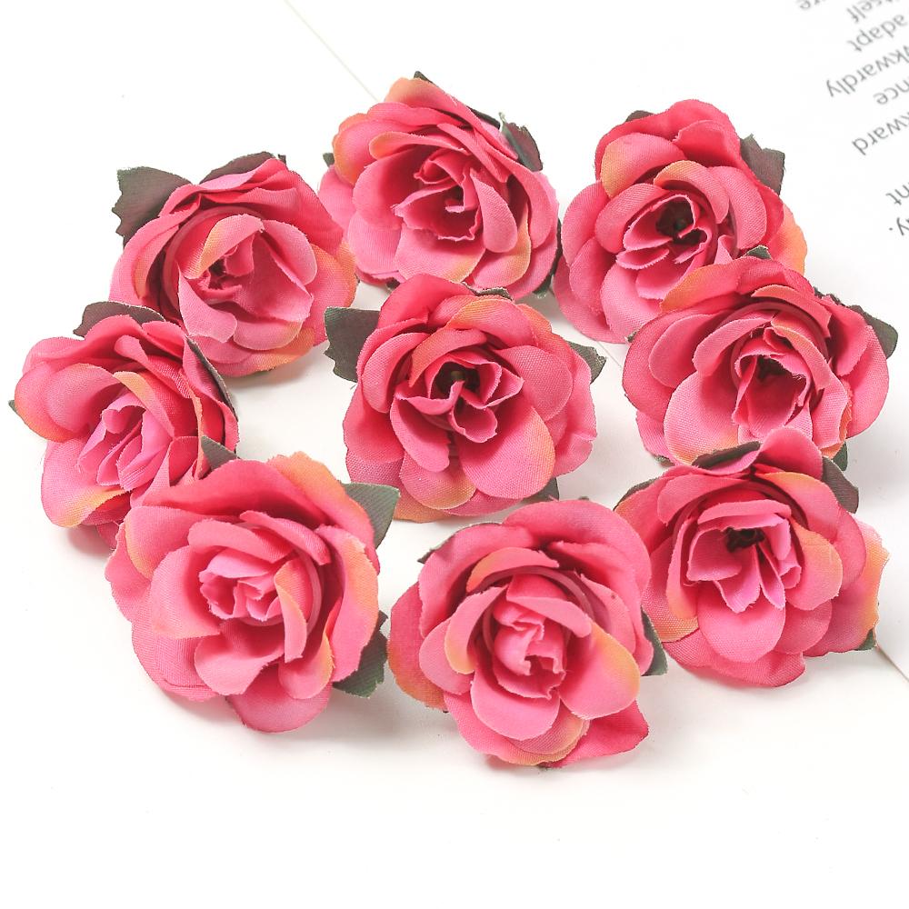 10/20Pcs 3.5cm Mini Rose Artificial Flowers Heads for Home Decor Garden Wedding Decoration Fake Flowers DIY Craft Accessories