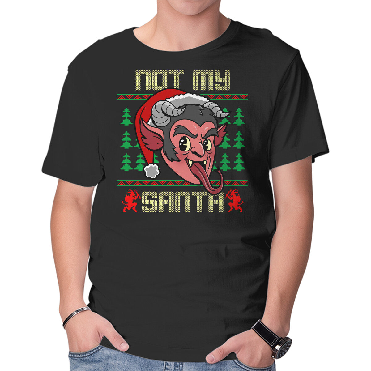 Unisex Crew Neck T-Shirt Not My Santa Graphic Short Sleeve Casual Tee XXXXL