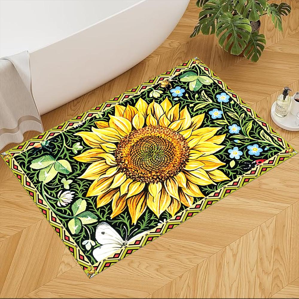 Sunflower Field Pattern Non-Slip Home Carpet Design for Office Decor Living Room Bedroom Gift