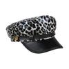 Flat Cap PU Leather Leopard Print Sun Breathable For Outdoor Use Riding Fashion Seamless Construction