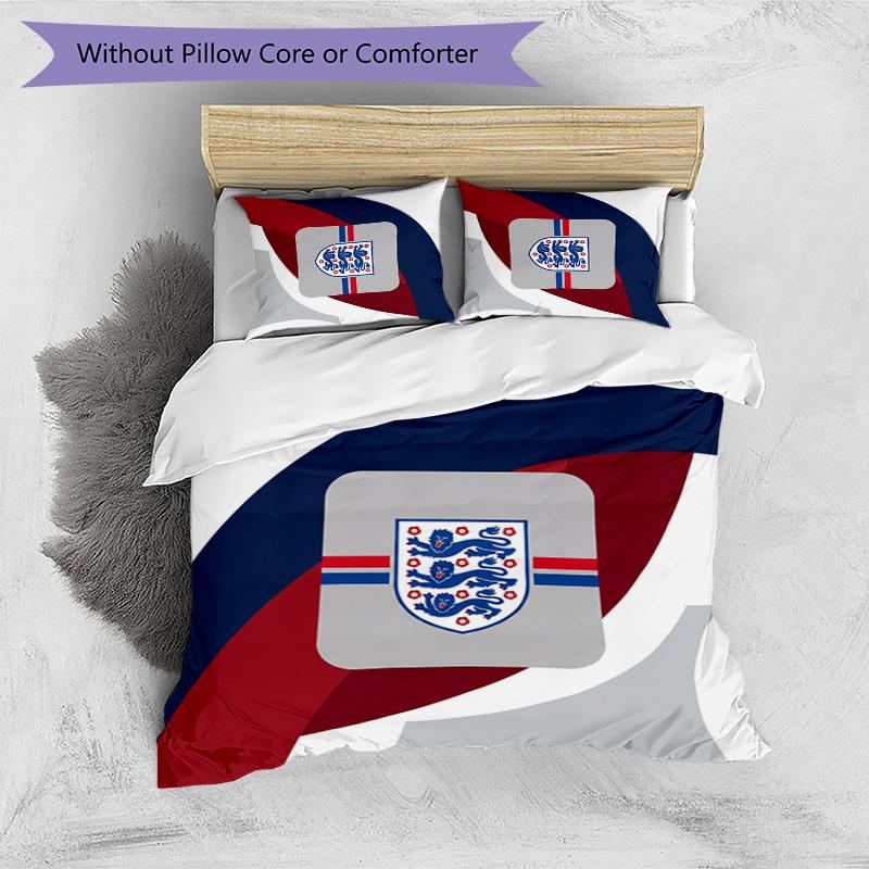 Set Biancheria da Letto Stampata Calcio Inghilterra 3 Pezzi Copriletto Traspirante Accogliente come Regalo per la Casa Nuova o per le Feste