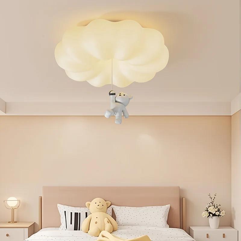 Pumpkin Cloud White Bear Ceiling Lights Children's Room LED Warm Romantic Boy Girl Baby Bedroom Decora Chandelier Ceiling Lamps
