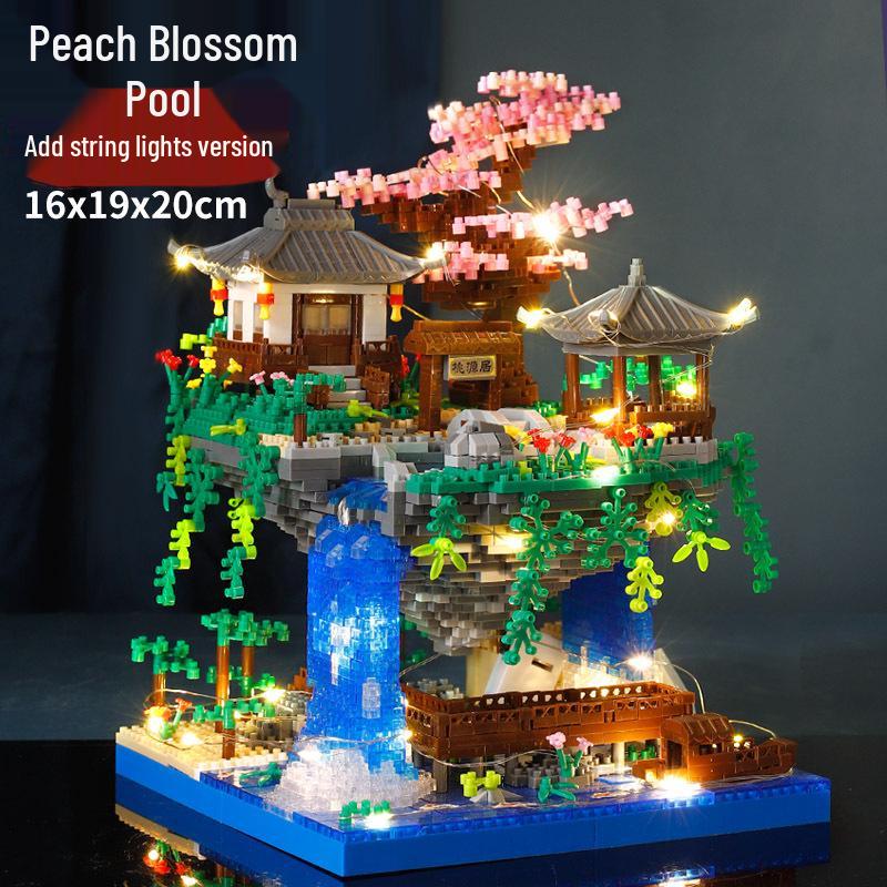 Yigao M2071 Peach Blossom Pond Castle Building Blocks - High Difficulty Toy for Girls