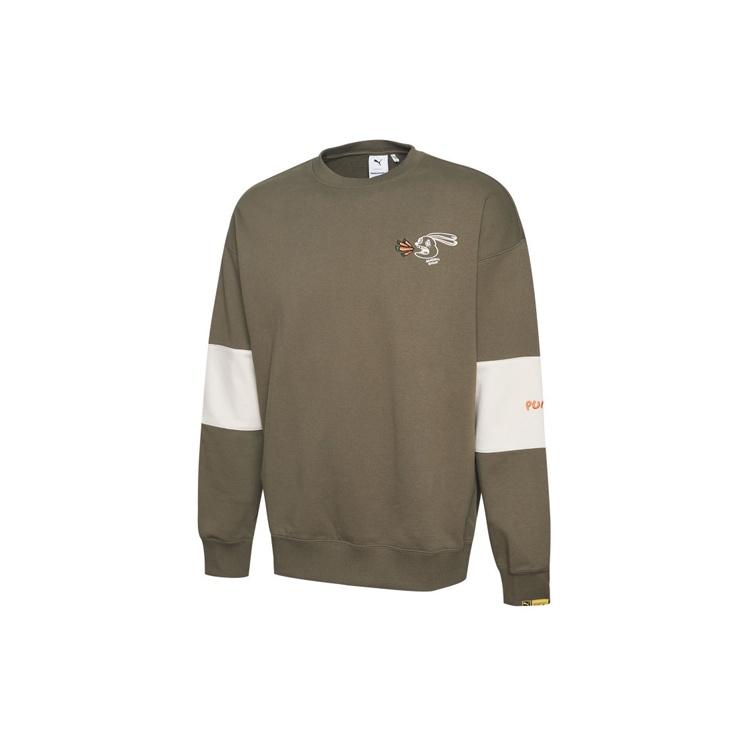 Puma x Randomevent Crew Sweater Olive Green White Men s 59666449 XS