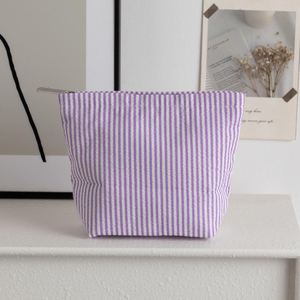 New Striped Clutch Cosmetic Bag for Women Girl Large Capacity Makeup Pouch Toiletries Bag Travel Outdoor Makeup Storage