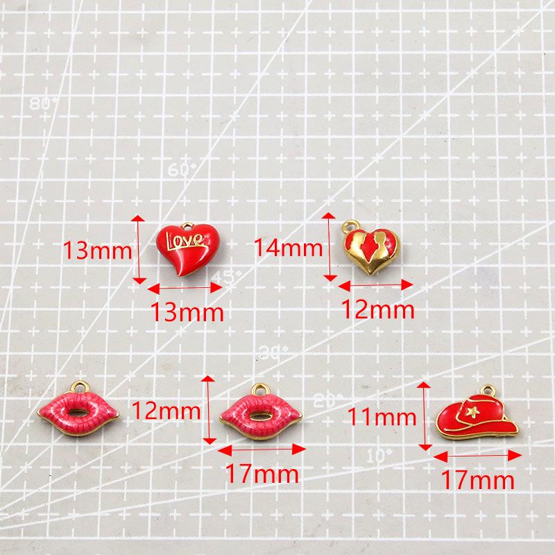 Stainless Steel Enamel Drip Oil Heart, Hat, Lips Pendants – 4 Styles, Colorfast DIY Jewelry Accessories