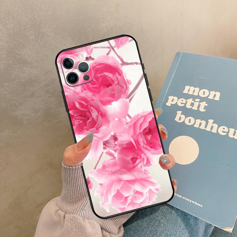 Pink Roses Bouquet Flowers Case For iPhone 17 Air 16 15 14 13 11 12 Pro Max 13 mini XR 15 16 Plus 16e Back Cover Shell