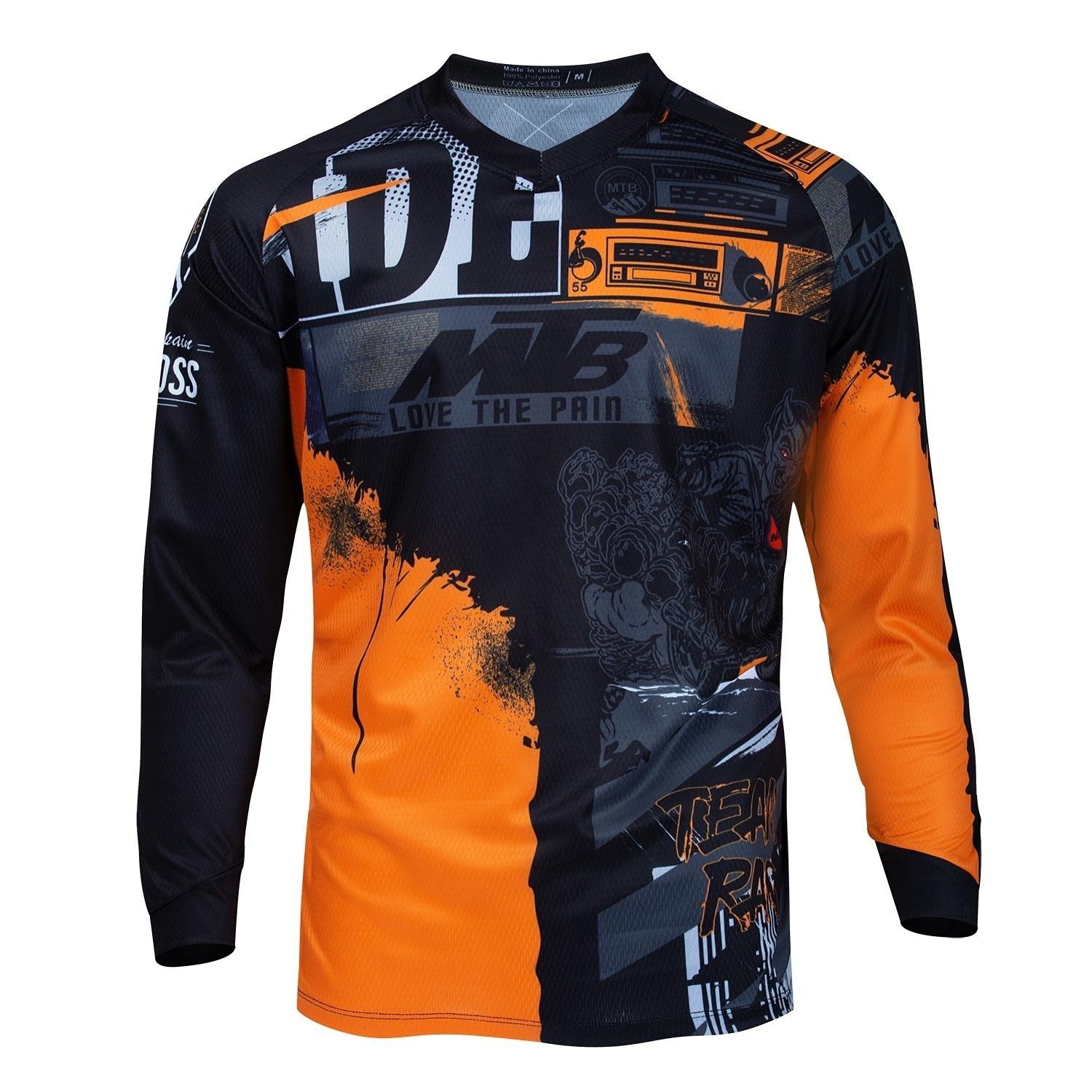 MTB Sports Long-sleeve Top Trendy Graffiti Style Breathable Fabric Professional Cycling Gear for Outdoor Riding Enthusiasts 3XL