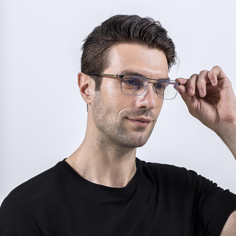 JanaM Square Frame Myopia Glasses: Trendy Metal Optical Eyewear for Men & Women, Slim Steel Design for Larger Faces