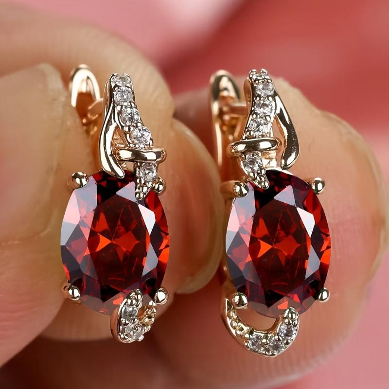 Luxurious Sparkling Zircon Inlaid Women's Hanging Earrings, Exquisite and Able Wedding Banquet Jewelry Gifts
