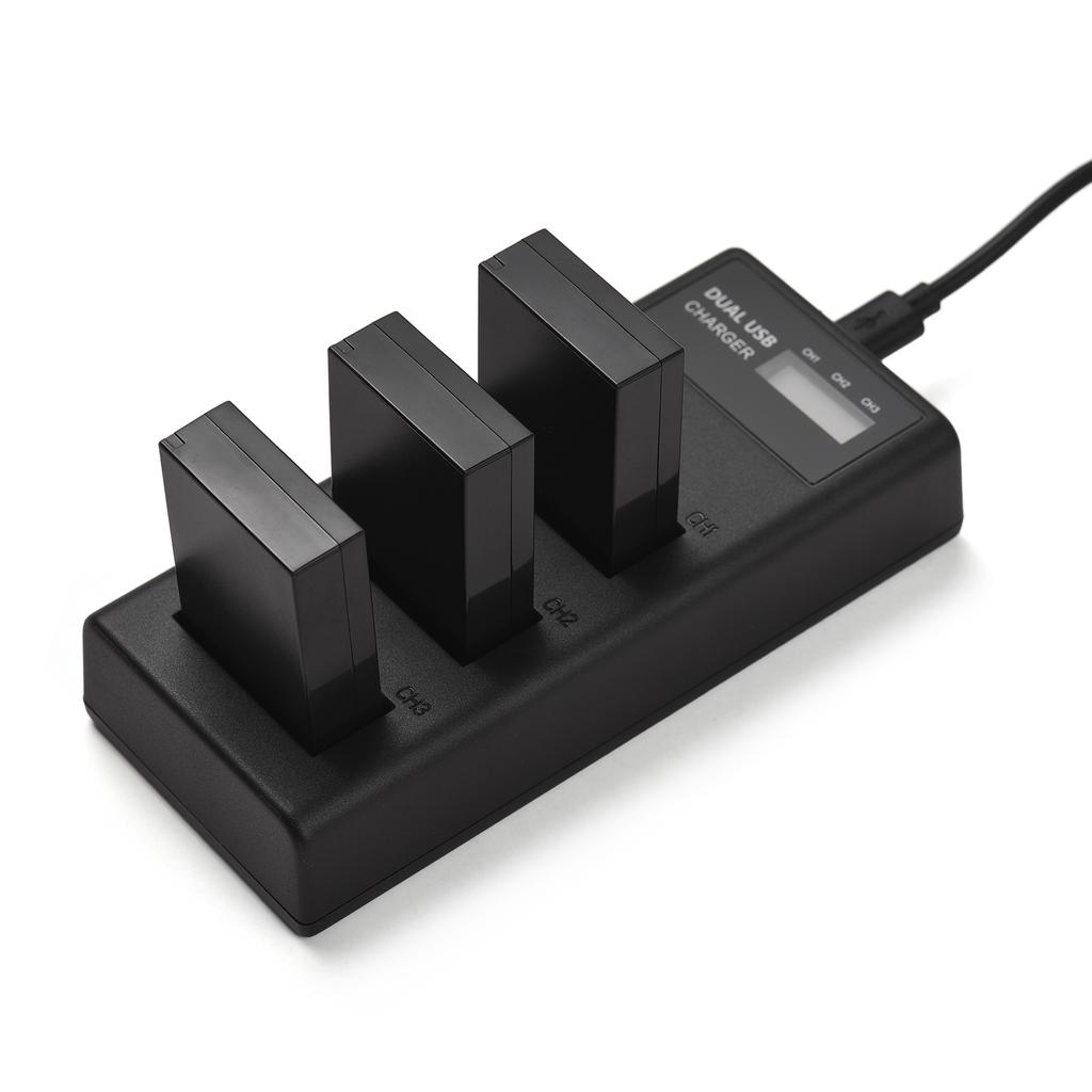 LP-E12 Battery Charger 3-Slot Charger with LED Indicators Micro USB & Type C Port + 3pcs LP-E12