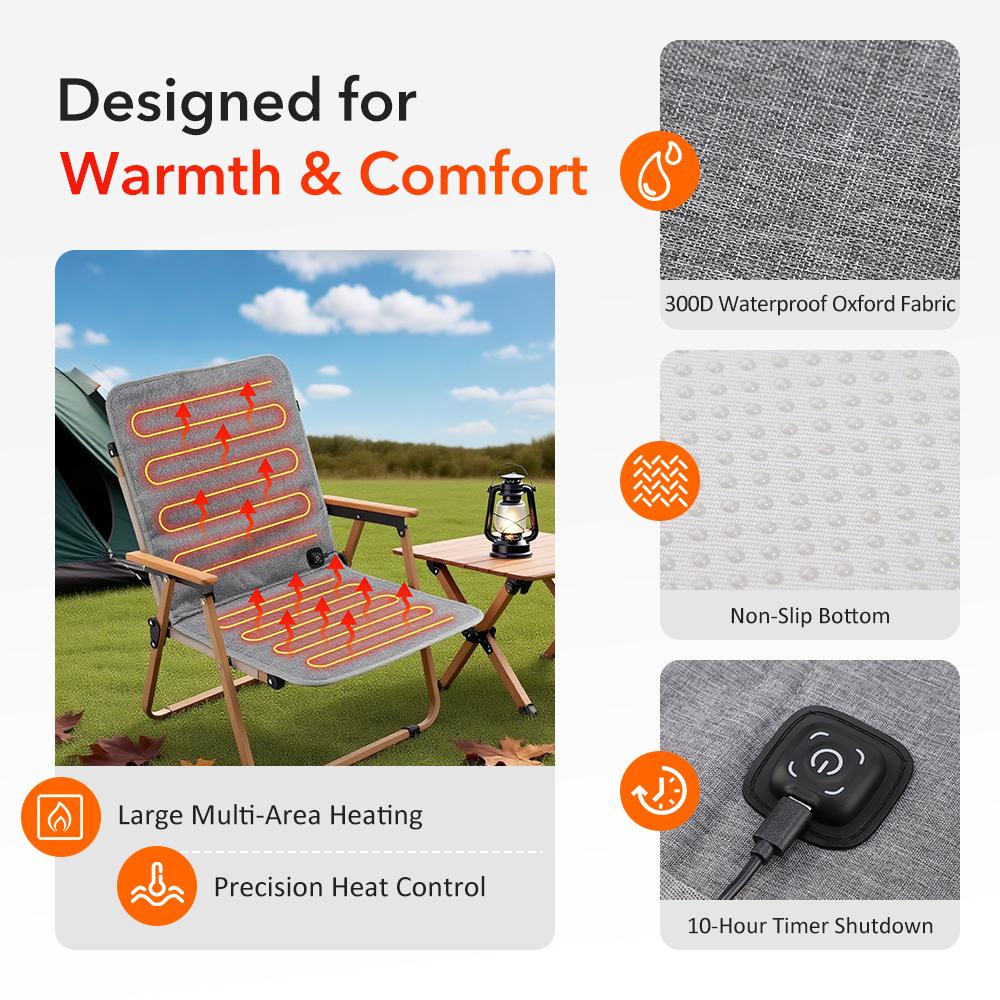 5V USB Electric Sleeping Heating Pad Heated Cushion Cold Resistant 3-Level Temperature for Outdoor Camping Heated Electric Mat