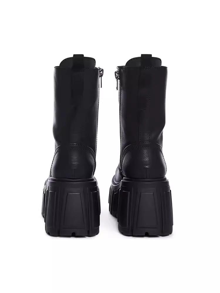 Brand Women's Platform Ankle Boots Motorcycle Boots Mid-calf Military Boots Gothic Belt Punk Shoes Metal Buckle