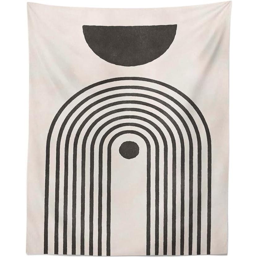 Gubiyu tapestry, mid-century abstract boho 75x100 чёрный