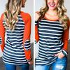 Autumn New Striped Stitching Round Neck Long-sleeved T-shirt Bottoming Shirt For Effortless Style And Comfort