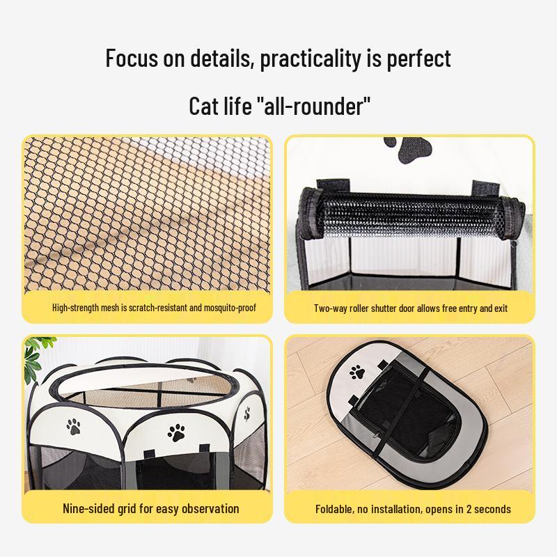 Universal Enclosed Pet Tent: Cat & Dog Nest with Octagonal Cage & Delivery Room Labor Kit