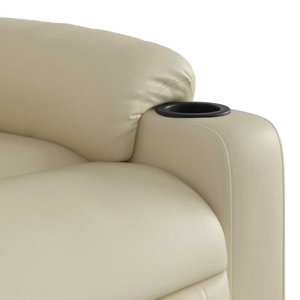 Electric Recliner Chair Cream Faux Leather
