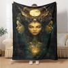 1pc Moonlit Night Flannel Blanket Soft Cozy All-Season Throw for Bedroom, Sofa, Camping, Travel, Home Decor1074