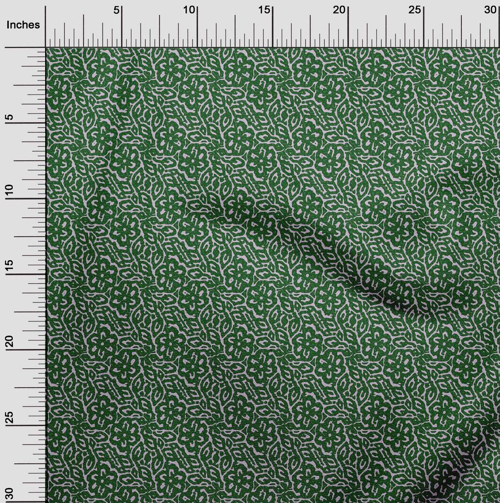 oneOone Cotton Flex Forest Green Fabric Asian Dabu Print Fabric For Sewing Printed Craft Fabric By The Yard 40 Inch