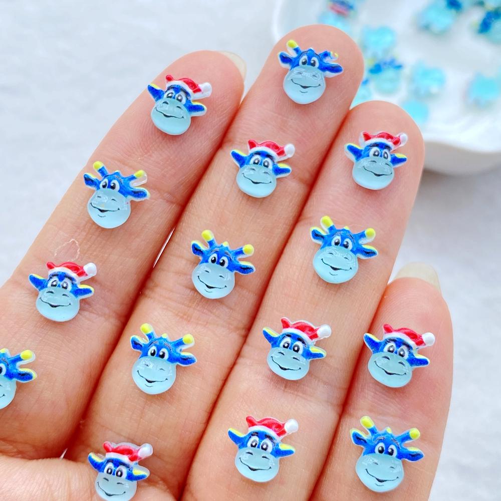 

50pcs Glitter Resin Cute Cartoon Animal Head Nail Art Flatback Rhinestone Figurines DIY Miniatures Scrapbook Decor Crafts