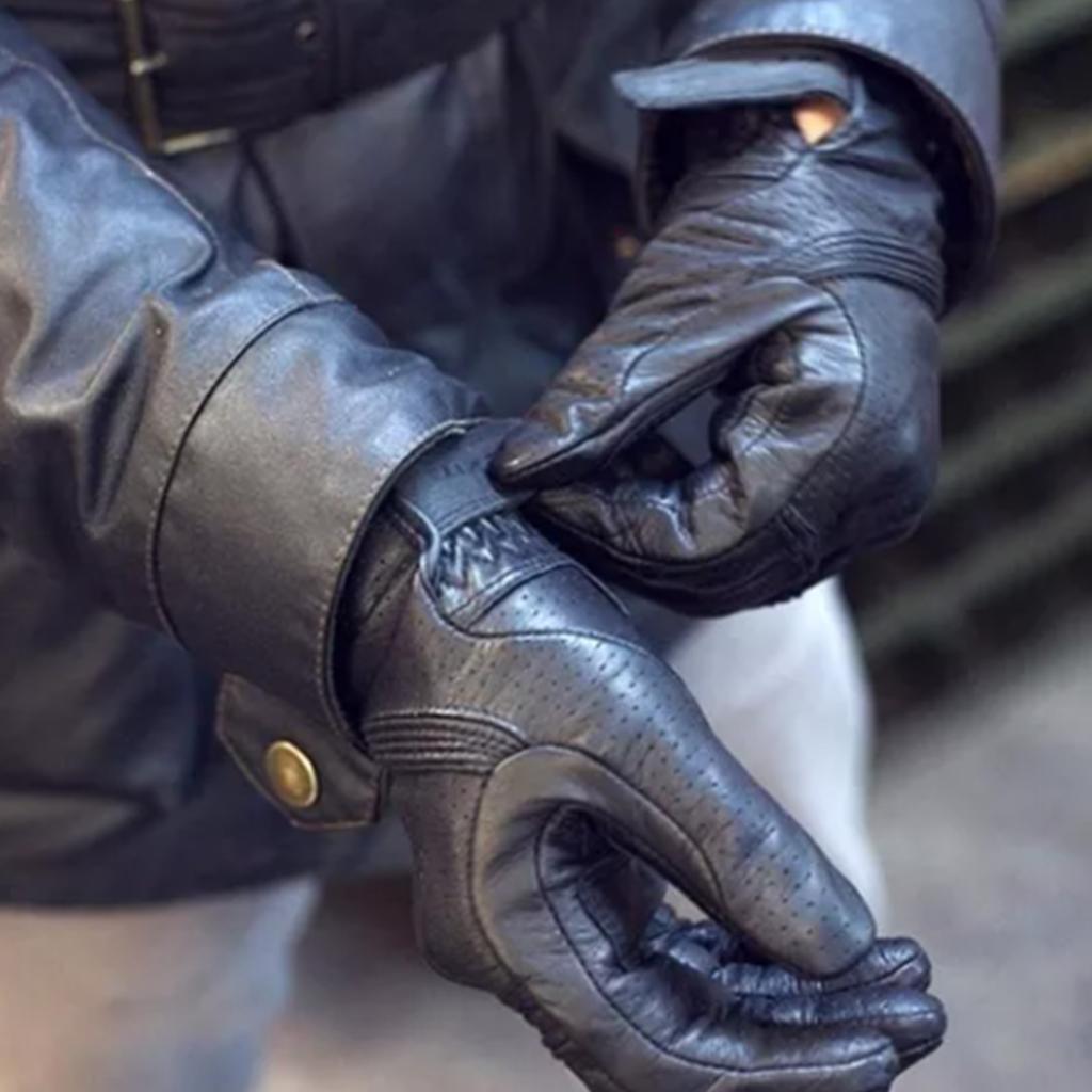 Full Leather Gloves Anti Slip Cold Weather Riding Gloves for Motorcycle Driving Black L