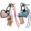 Heart Keying Creative Car Key Chain Lovely Bear Keychain Bag Charm Phone Keychain Woven Rope Pendant Bag Decorations