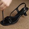 Fashion Women's Sandals Genuine Leather Sheepskin 2025 Summer Square Toe Open Toe Soft High Heels Banquet Dress Female Slingback Sandals