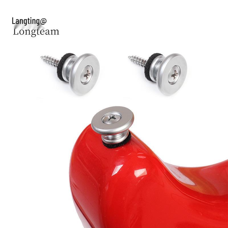 

2-Piece Non-Slip Matte Silver Guitar Strap Buttons for Electric/Bass Guitars, Ukuleles & Neck Pins 2-piece set