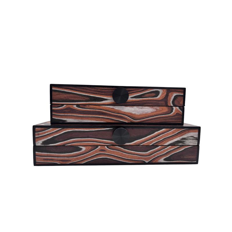 Modern Wooden Grain Ornament Storage Box - Decorative Display and Soft Furnishings for Home Decor.