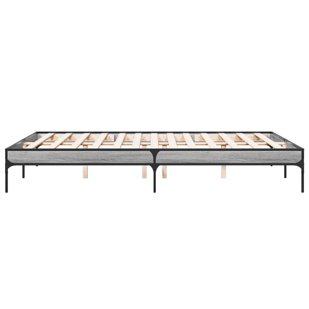 Bed Frame Gray Sonoma 150x200 cm Particleboard and Metal