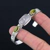 Birthday Gift For Her Natural Rose Quartz Gemstone Bangle Adjustable 925 Silver