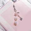 Handmade Bowknot Phone Chain Heart Pendant Keychain Rose Flower Charm Phone Lanyard Straps Acrylic Keyring Bag Ornament