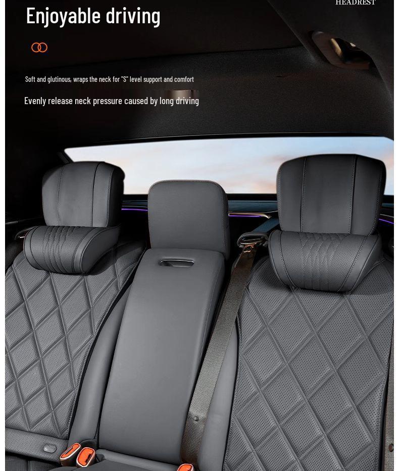 Luxurious Nappa Leather Neck Pillow for Maybach & Toyota Car Seats – Year-Round Comfort