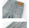 Tassel straight-leg pants women's small denim nine-point pants summer high-waisted soft fabric narrow open-ended pipe pants