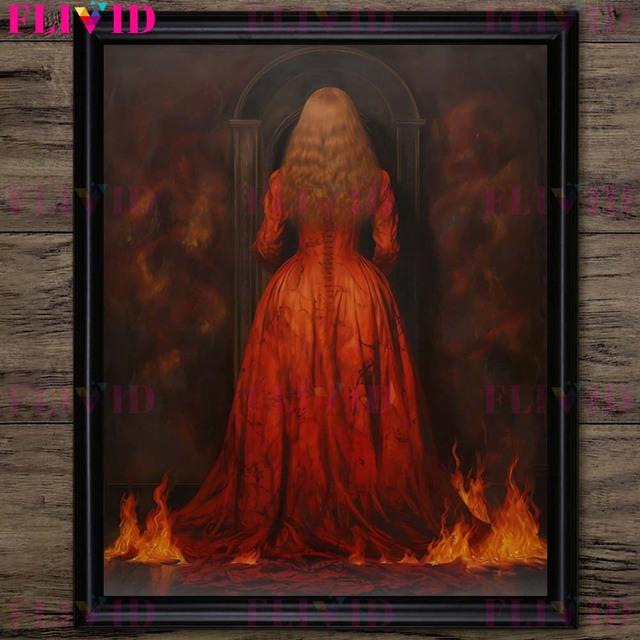 

Красная жрица и магическая ведьма, душа, магия, поклонение, настенная живопись маслом, ужас, демон, готика, темное фэнтези, искусство 21*30cm No Frame