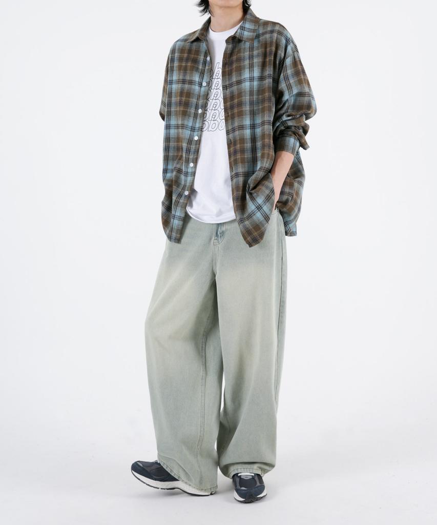 UMM Balloon Fit Snap-Wide Washed Denim Pants 3 Colors